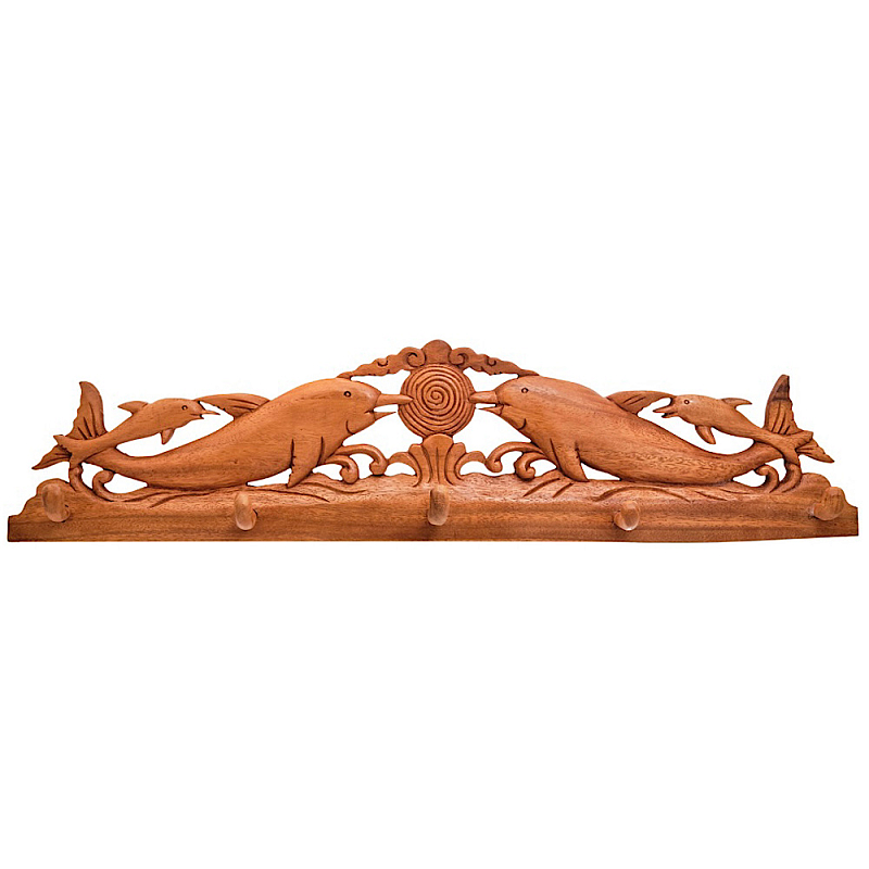 Панно-вешалка из дерева дельфины Panel With Animals Коричневый в Барнауле | Loft Concept 