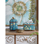 Салфетница прямоугольная голубого цвета с цветами и бабочками Blue Garden варинант исполнения - 2 | Loft Concept в Барнауле