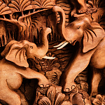 Панно из дерева пять слонов Panel With Animals варинант исполнения - 4 | Loft Concept в Барнауле