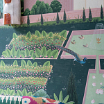 Обои ручная роспись Mahal Garden Original colourway on blue painted Xuan paper варинант исполнения - 4 | Loft Concept в Барнауле