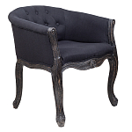 Кресло низкое в стиле прованс Черный Лен Louis French Armchair  варинант исполнения - 1 | Loft Concept в Барнауле