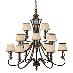 Люстра бронзового цвета с бежевыми абажурами из органзы в классическом стиле Hinkley варинант исполнения - 1 | Loft Concept в Барнауле