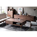 Кофейный стол из дерева с ящиком и нишей для хранения Coffee Walnut Table варинант исполнения - 2 | Loft Concept в Барнауле