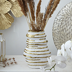 Ваза белая с рельефной поверхностью и золотыми полосами Vase Beehive варинант исполнения - 5 | Loft Concept в Барнауле