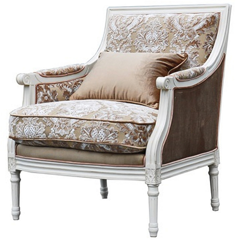 Кресло в стиле прованс Basile French Seating Armchair Белый Коричневый Какао Кресло в стиле прованс Basile French Seating Armchair Белый Коричневый Какао в Барнауле | Loft Concept