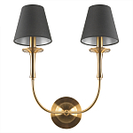 Бра с металлическим основанием бронзового цвета и 2-мя черными конусовидными абажурами Dignity варинант исполнения - 3 | Loft Concept в Барнауле