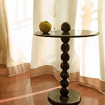 Дизайнерский журнальный стол с основанием в виде черных мраморных бусин Mybimus варинант исполнения - 1 | Loft Concept в Барнауле