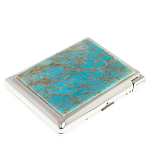 Портсигар на 20 сигарет с газовой зажигалкой из натурального камня Апатит Голубой Stone Cigarettes Cases варинант исполнения - 1 | Loft Concept в Барнауле