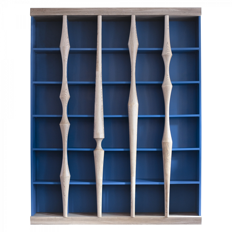 Стеллаж Oak Columns & Blue Светлый дуб Синий Стеллаж Oak Columns & Blue Светлый дуб Синий в Барнауле | Loft Concept