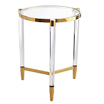 Золотой приставной столик с круглой стеклянной столешницей Weightless Table варинант исполнения - 3 | Loft Concept в Барнауле