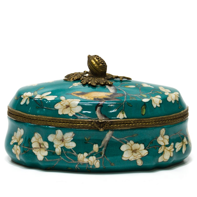 Шкатулка Box White Flowers Бирюзовый Бронза Шкатулка Box White Flowers Бирюзовый Бронза в Барнауле | Loft Concept