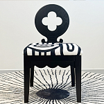 Дизайнерский стул с круглой деревянной спинкой Black and White Clover варинант исполнения - 2 | Loft Concept в Барнауле