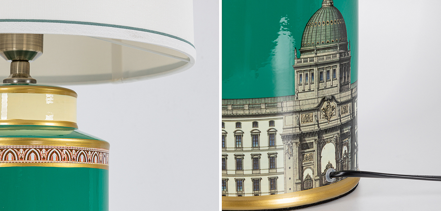 Настольная лампа Old Town Green Lampshade Настольная лампа Old Town Green Lampshade - Loft-Concept в Барнауле