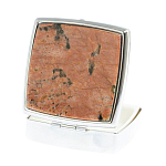 Таблетница карманная квадратная с 2-мя отделениями с зеркалом и накладкой из натурального камня Пегматит Silver Stone Pillboxes варинант исполнения - 2 | Loft Concept в Барнауле