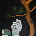 Обои ручная роспись The Art of Learning and Steps for the Flowers by Teo Yang Original colourway on Pitch dyed silk варинант исполнения - 2 | Loft Concept в Барнауле