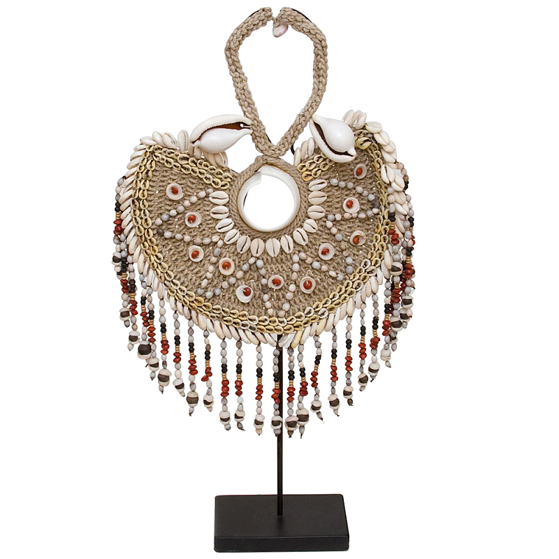 Этническое украшение из ракушек на подставке Aboriginal Shell Collar Бежевый Коричневый Красный Черный Этническое украшение из ракушек на подставке Aboriginal Shell Collar Бежевый Коричневый Красный Черный в Барнауле | Loft Concept