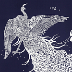 Обои ручная роспись в стиле Арт-деко Whistler Peacocks Special Colourway on Empire Blue dyed silk варинант исполнения - 1 | Loft Concept в Барнауле