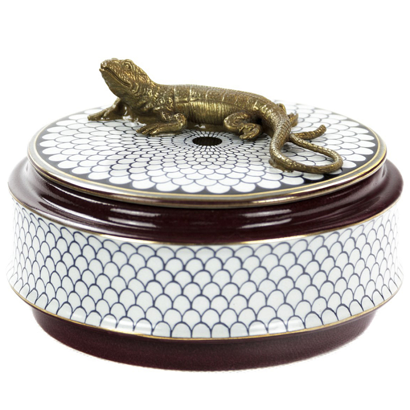 Шкатулка Box Bronze Lizard Белый Бронза Коричневый Шкатулка Box Bronze Lizard Белый Бронза Коричневый в Барнауле | Loft Concept