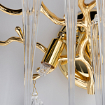 Бра золотого цвета с разветвленными ветвями и длинными прозрачными подвесками в форме стеклянных сосулек Droplet Chandelier варинант исполнения - 6 | Loft Concept в Барнауле