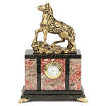 Часы настольные из натурального камня с декором в виде коня Horse Stone Clock варинант исполнения - 3 | Loft Concept в Барнауле