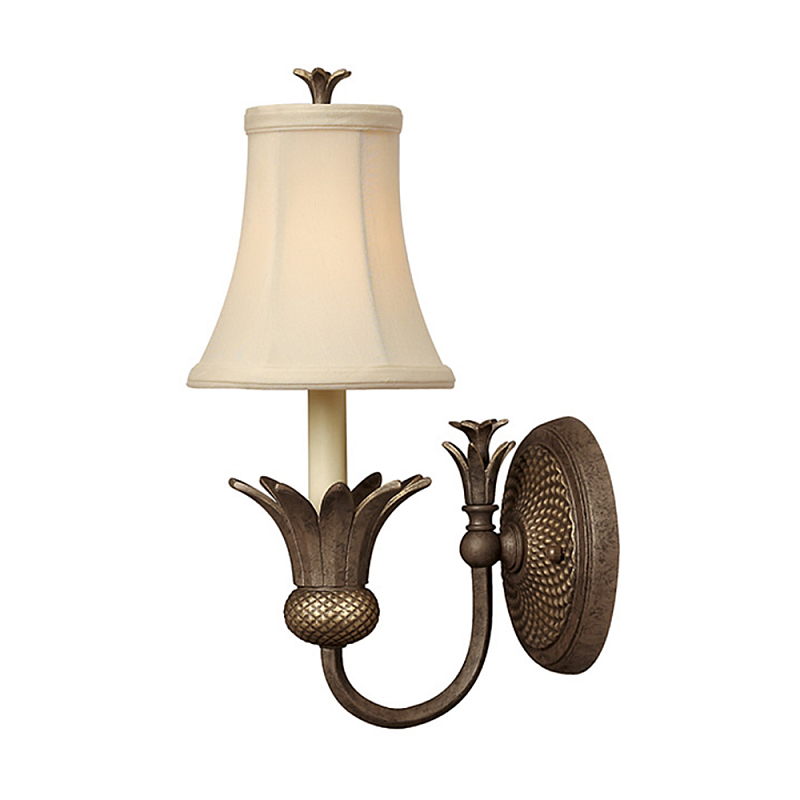 Бра с бежевым тканевым абажуром и декоративной чашей Hinkley Бронза Белый Бежевый Никель в Барнауле | Loft Concept 