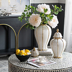 Ваза с золотыми полосами на белом фоне Chinoiserie Ceramics варинант исполнения - 3 | Loft Concept в Барнауле