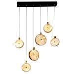 Подвесной светильник с плафонами из рельефного стекла Peony Glass Bronze Six варинант исполнения - 2 | Loft Concept в Барнауле