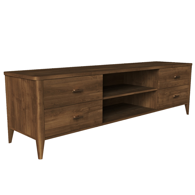 ТВ-тумба с 4-мя ящиками и полками из массива бука Tasteful Furniture Коричневый ТВ-тумба с 4-мя ящиками и полками из массива бука Tasteful Furniture Коричневый в Барнауле | Loft Concept