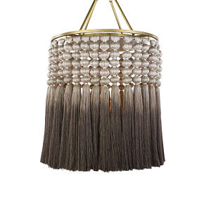 Люстра плетеная с кисточками на золотистом каркасе Boho Tassel Chandelier