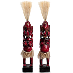 Комплект из 2-х деревянных статуэток Asmat Straw Headdress Statuettes Red варинант исполнения - 1 | Loft Concept в Барнауле