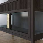 Витрина Primo со стеклянными фасадами и 2 ящиками Темный орех варинант исполнения - 3 | Loft Concept в Барнауле