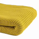 Плед из хлопка жемчужной вязки горчичного цвета Waffle Comfort варинант исполнения - 2 | Loft Concept в Барнауле