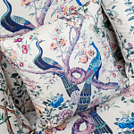 Подушка декоративная с изображением павлинов в саду Beige Chinoiserie Garden Two Peacocks Cushion варинант исполнения - 2 | Loft Concept в Барнауле