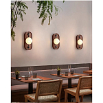 Настенный светильник овальный с деревянным основанием Wood Wall Lamp варинант исполнения - 1 | Loft Concept в Барнауле