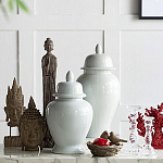 Ваза белая с крышкой однотонная Chinoiserie Ceramics варинант исполнения - 4 | Loft Concept в Барнауле
