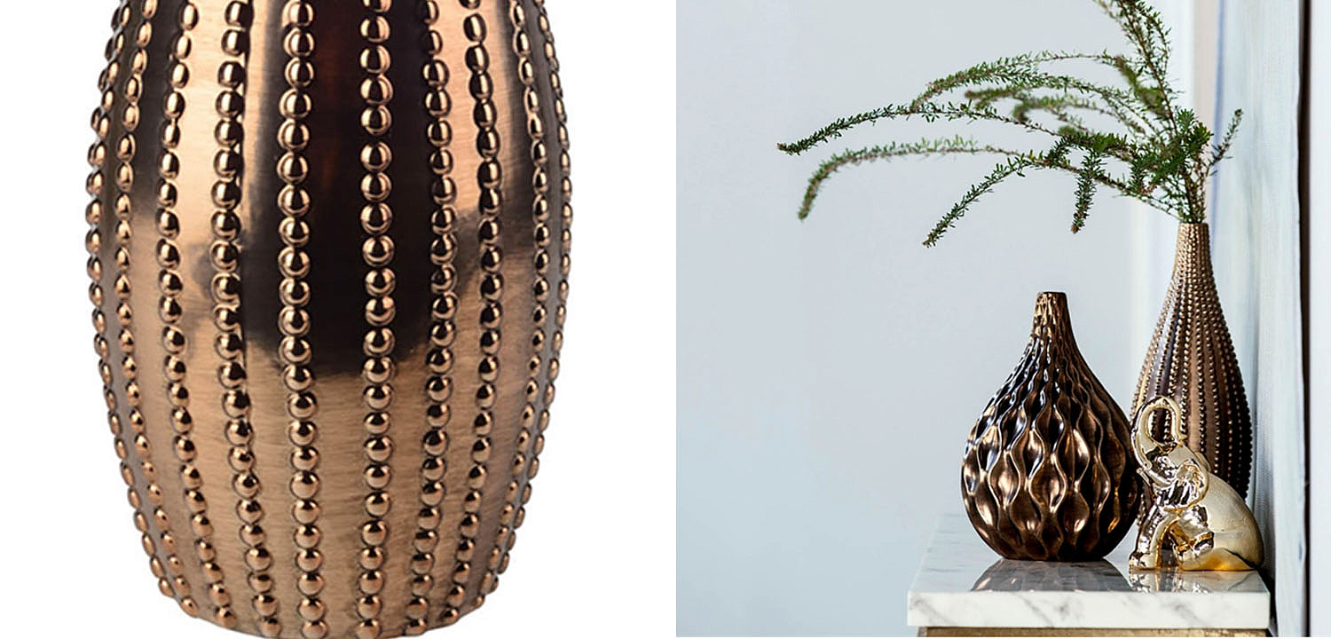 Ваза Ribbed Vase Narrow Throat bronze-gold 38 Ваза Ribbed Vase Narrow Throat bronze-gold 38 - Loft-Concept в Барнауле