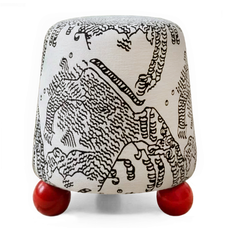 Пуф Wakonda Черно-Белый с красными ножками Белый Черный Красный в Барнауле | Loft Concept 