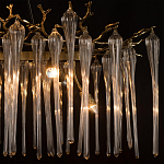 Люстра подвесная прямоугольная с бронзовыми акцентами и прозрачными стеклянными каплями Droplet Chandelier варинант исполнения - 6 | Loft Concept в Барнауле