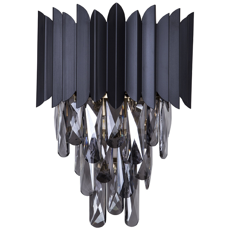 Бра с хрустальными подвесками Blake Metal Crystal Wall Lamp Черный матовый Стекло Смок Бронза Бра с хрустальными подвесками Blake Metal Crystal Wall Lamp Черный матовый Стекло Смок Бронза в Барнауле | Loft Concept