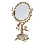 Зеркало с бронзовой подставкой в виде дерева и фарфоровыми птичками на голубом основании Eden Garden варинант исполнения - 1 | Loft Concept в Барнауле