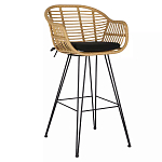 Стул барный с ротанговым плетением Half Bar Chair with Wicker с подлокотниками варинант исполнения - 2 | Loft Concept в Барнауле