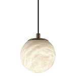 Подвесной светильник с шарообразным плафоном из белого алебастра Cryptocrystalline Stone варинант исполнения - 1 | Loft Concept в Барнауле