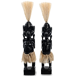 Комплект из 2-х деревянных статуэток Asmat Straw Headdress Statuettes Black варинант исполнения - 1 | Loft Concept в Барнауле