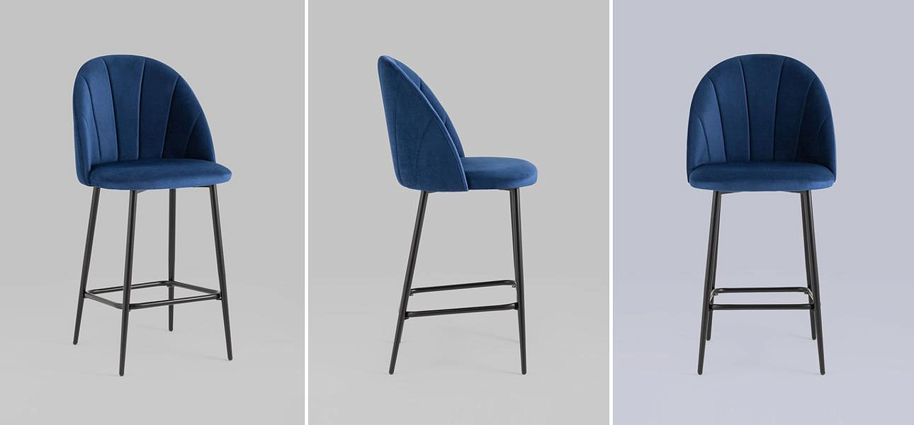Барный Стул Balsari S Chair Синий Велюр Барный Стул Balsari S Chair Синий Велюр - Loft-Concept в Барнауле