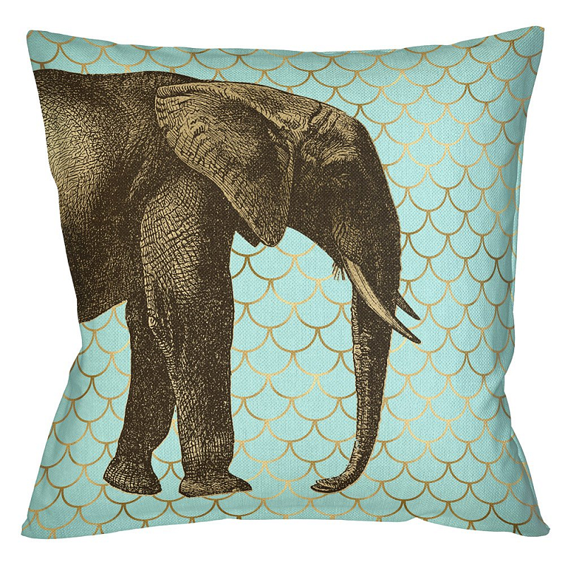 Подушка Safari light blue elephant Бирюзовый Глянцевое золото Подушка Safari light blue elephant Бирюзовый Глянцевое золото в Барнауле | Loft Concept