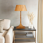 Настольная лампа со скошенным конусовидным абажуром и фигурной ножкой в цвете тик Accord Lighting варинант исполнения - 7 | Loft Concept в Барнауле