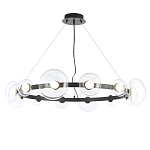 Люстра подвесная круглая с 12-ю прозрачными куполообразными плафонами и черным металлическим основанием Flos Wireline Lighting варинант исполнения - 1 | Loft Concept в Барнауле