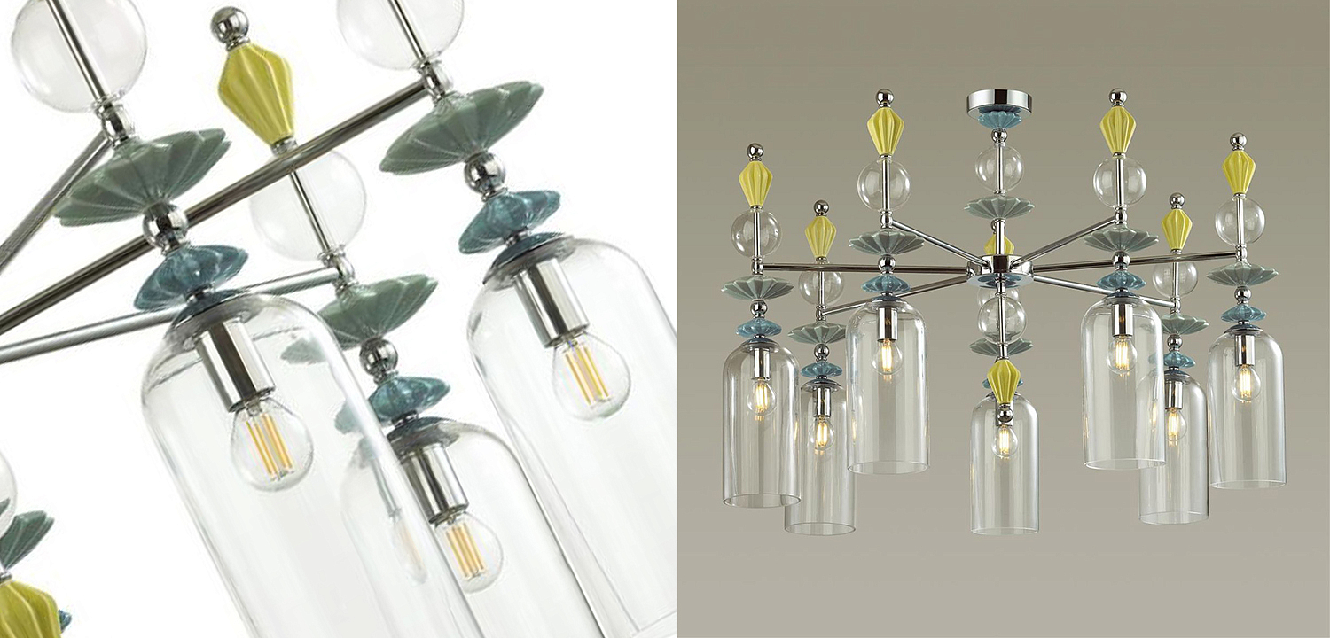 Люстра Iris Glass Chandelier candy 7 chrome Люстра Iris Glass Chandelier candy 7 chrome - Loft-Concept в Барнауле