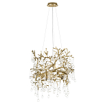 Подвесная люстра в виде ветвей деревьев золотого цвета с прозрачными подвесками-каплями 8 и 14 ламп Droplet Chandelier варинант исполнения - 2 | Loft Concept в Барнауле