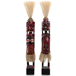 Комплект из 2-х деревянных статуэток Asmat Straw Headdress Statuettes Red Tattoo варинант исполнения - 5 | Loft Concept в Барнауле